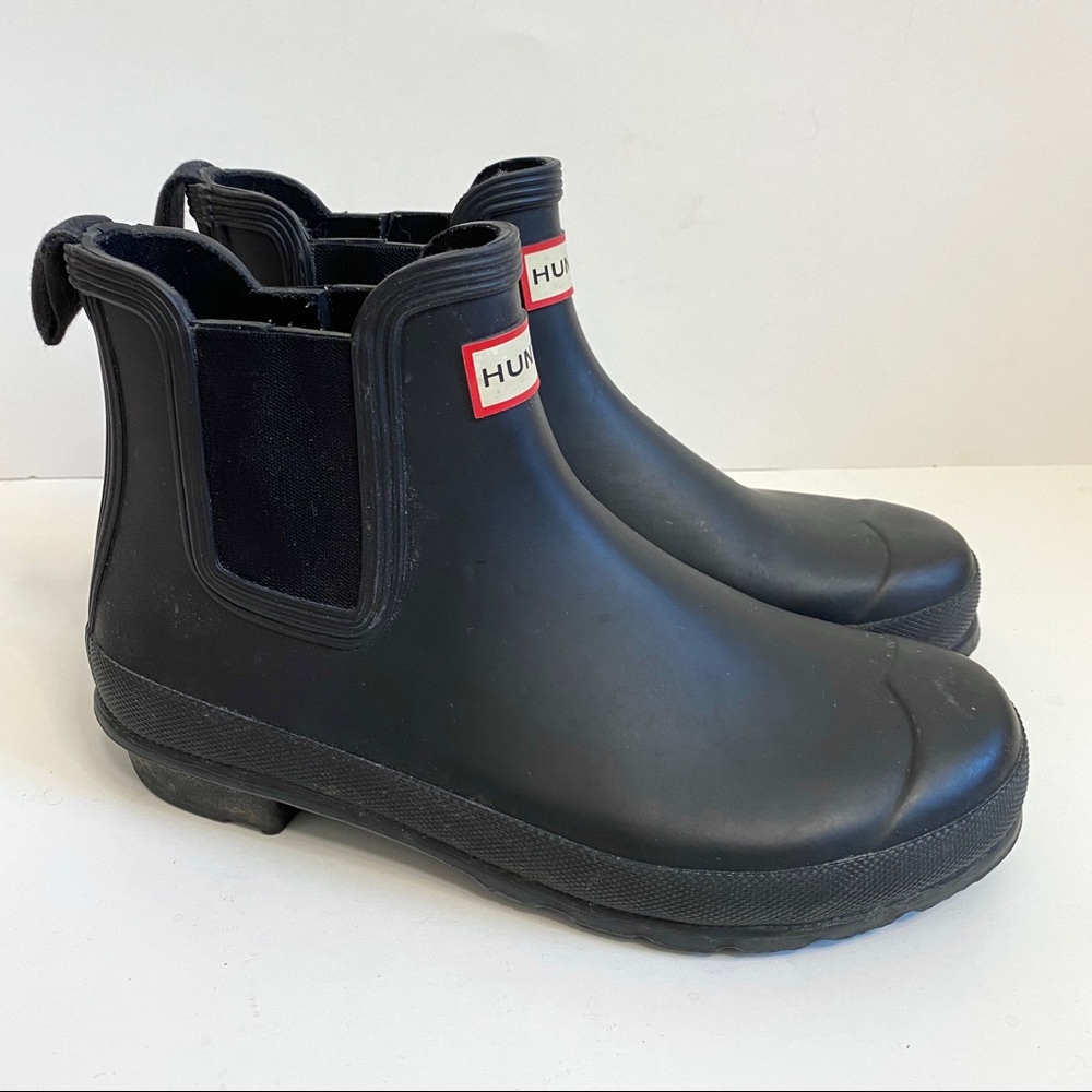 Hunter Original Chelsea Rain Boots Booties Black 6/7 fit like a 7